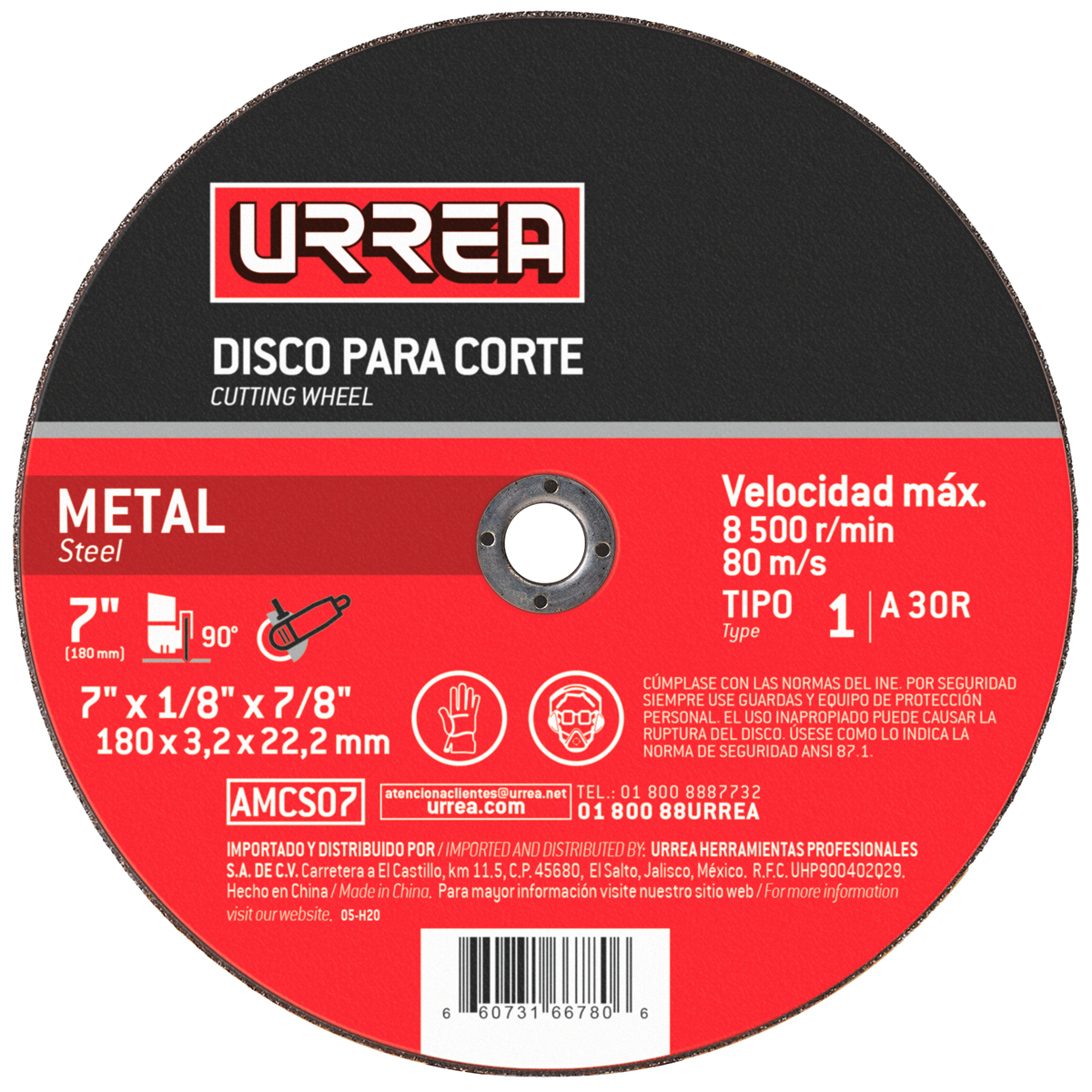 Disco t/1 met 4-1/2x1/16 in