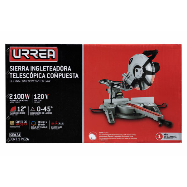 Sierra de inglete telescópica 12" 2100 W Urrea