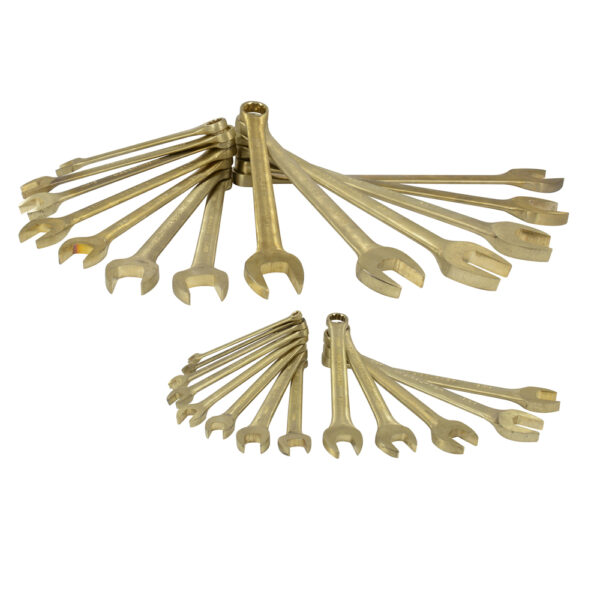 Juego de llaves combinadas de bronce-aluminio antichispa métricas, 12 puntas, 26 piezas Urrea