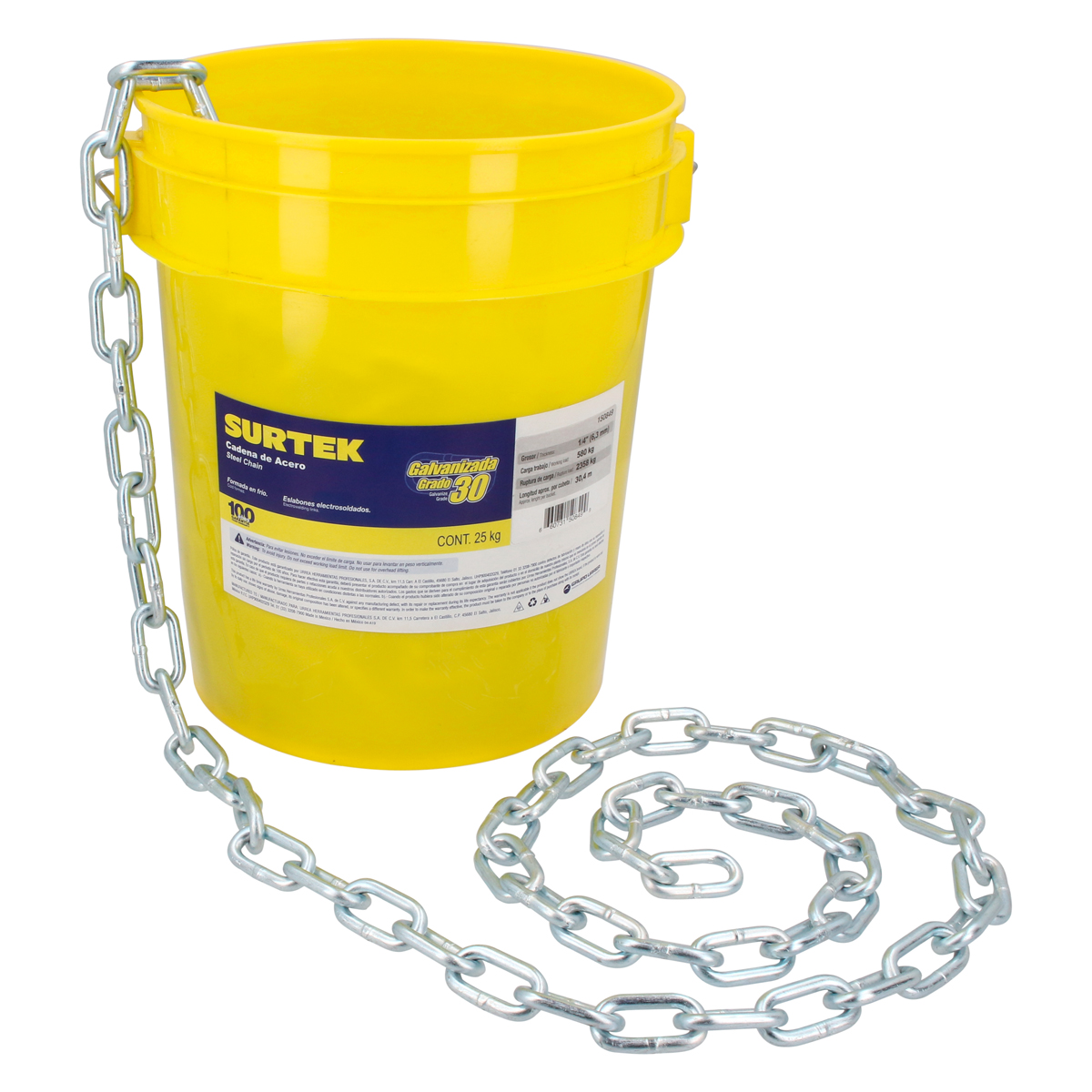 Cadena galvanizada 25kg 1/4 in